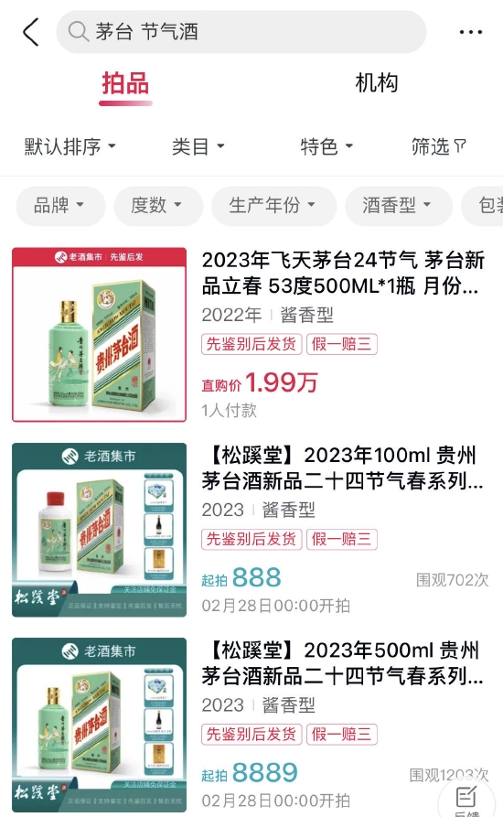 茅台2899元立春酒玩巽风才能买：有玩家花五千元氪金 有商家挂8889元起拍